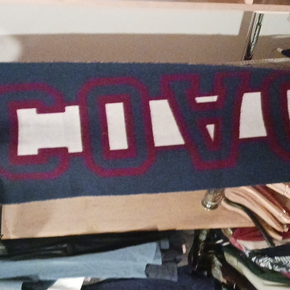 Coach Varsity Wool Scarf. 18x66 Cranberry & Blue - Picture 4 of 5